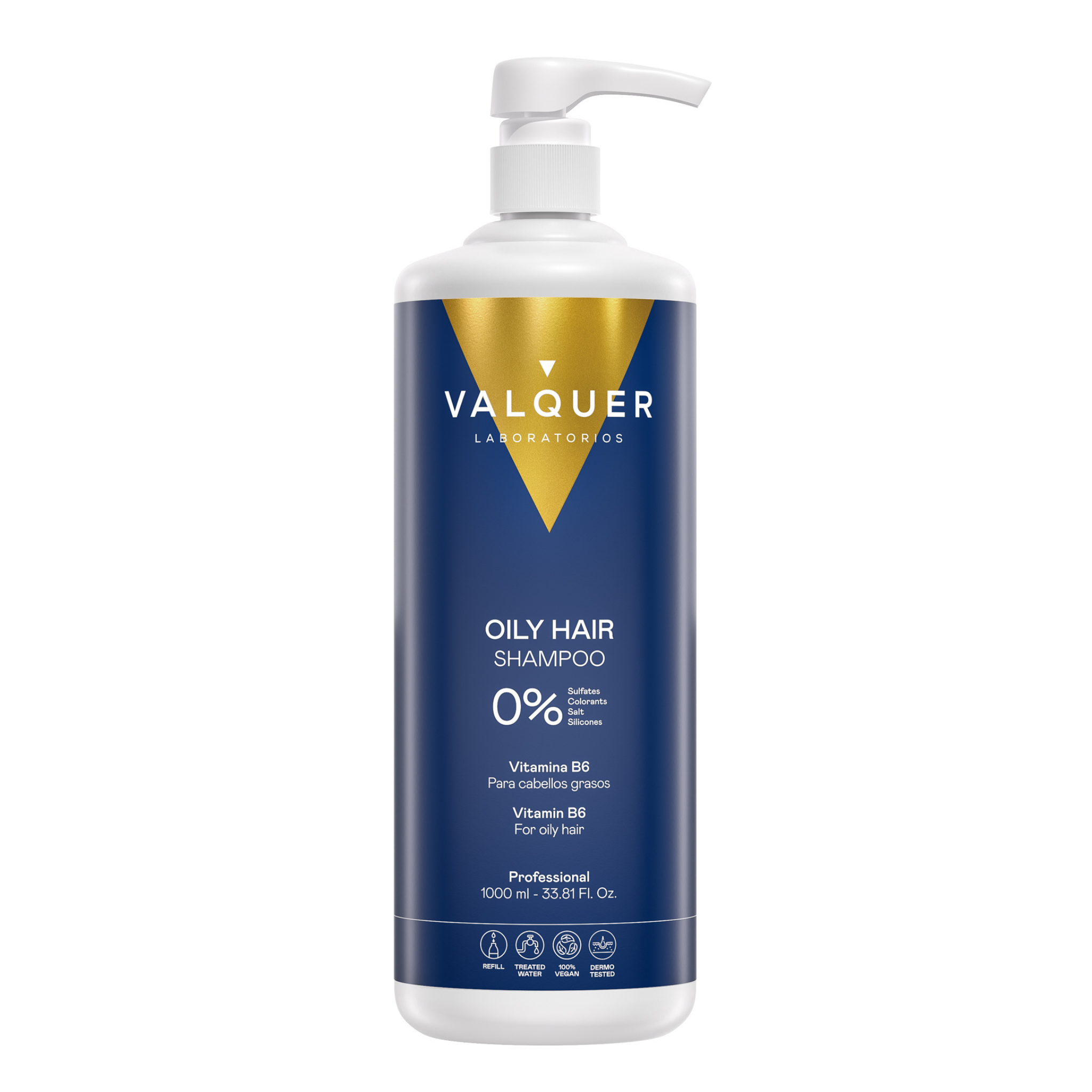 Champú para cabello graso sin sulfatos Oily Hair de Valquer con vitamina B6, 1000 ml