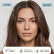 Antes y después del champú de cebolla Valquer: cabello débil y sin brillo transformado en cabello fuerte, sano y brillante