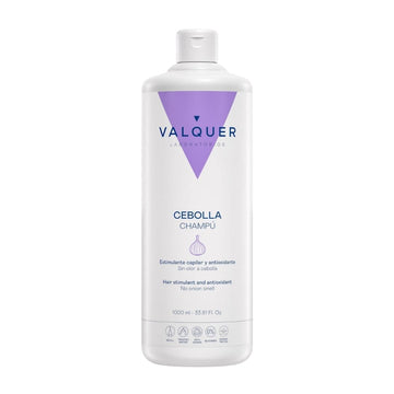 Packshot del champú de cebolla Valquer Laboratorios, formato 1000 ml, sin siliconas y 100% vegano