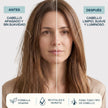 Champú pH Neutro Valquer antes y después: de cabello apagado y sin suavidad a cabello limpio, suave y luminoso