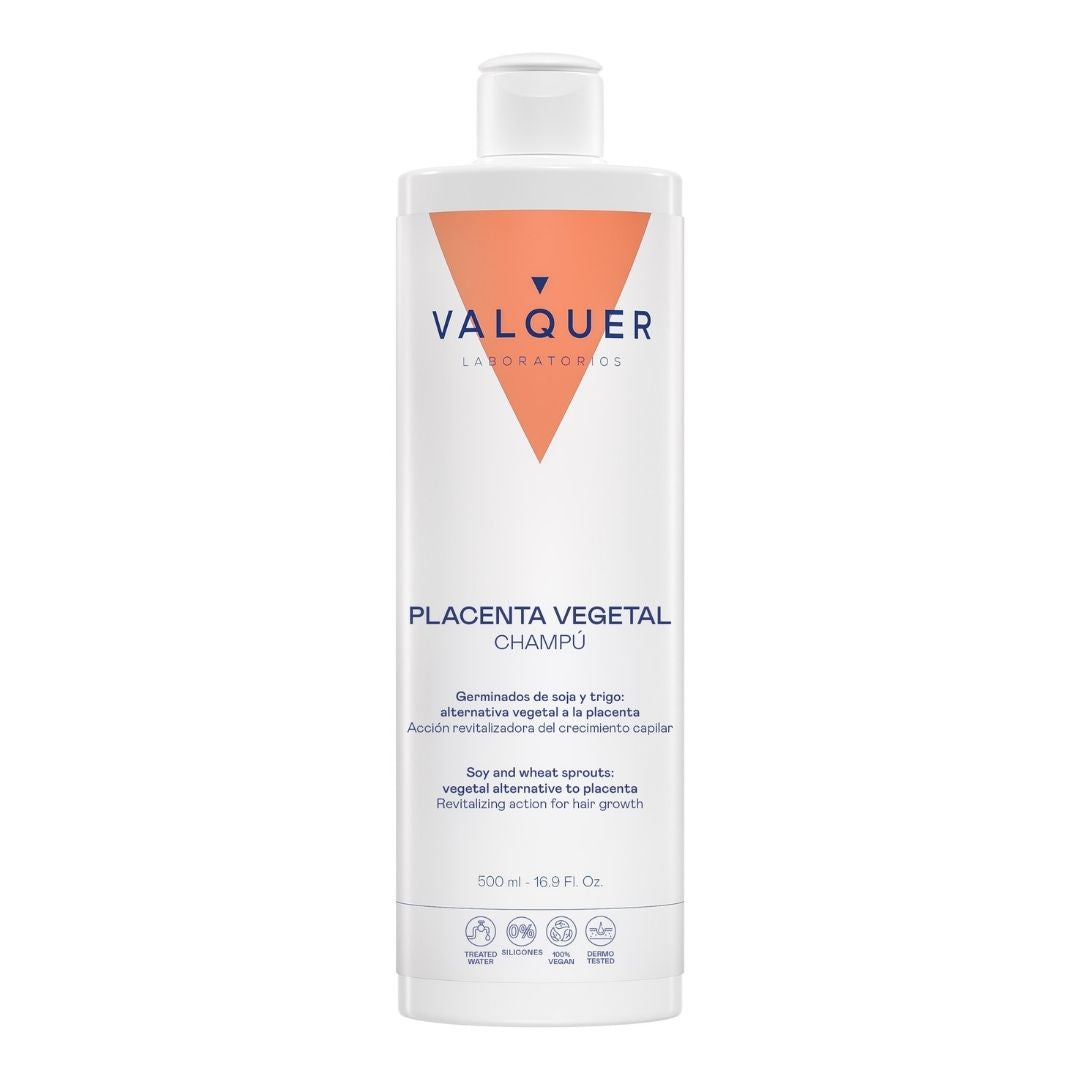 Champú Placenta Vegetal de Valquer con germinados de soja y trigo para cabello débil, 500 ml