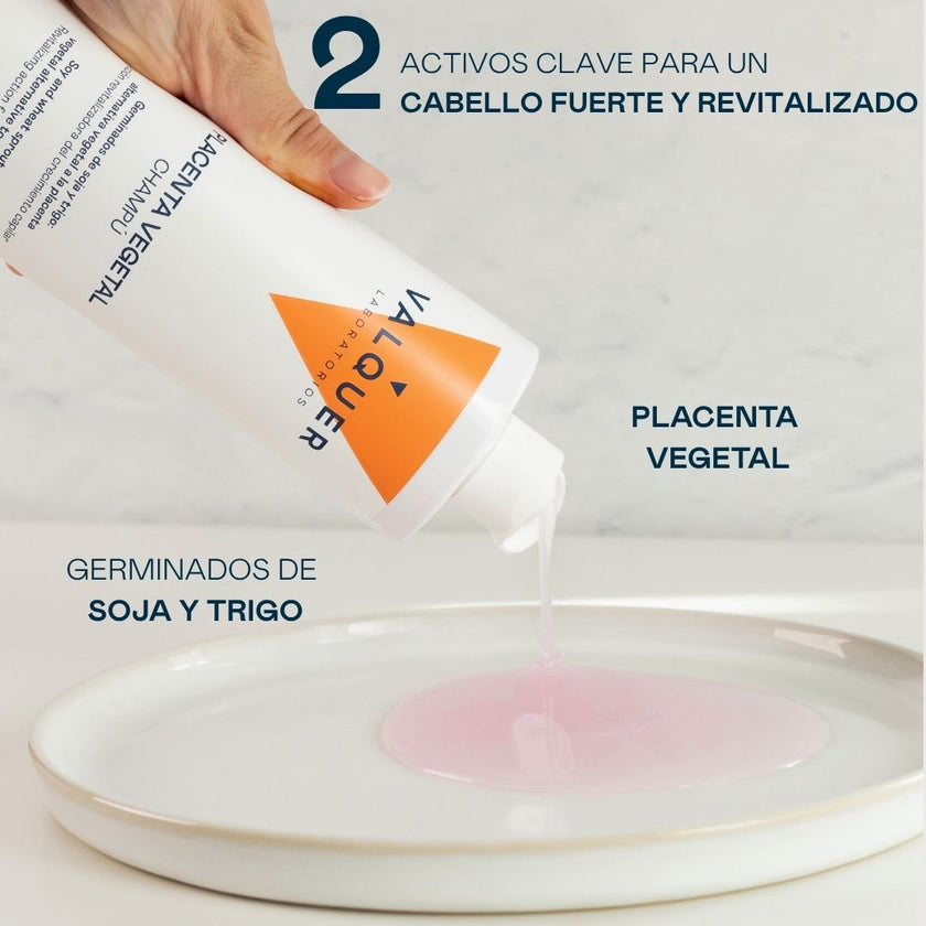 Textura del champú Placenta Vegetal de Valquer con germinados de soja y trigo, alternativa vegetal a la placenta