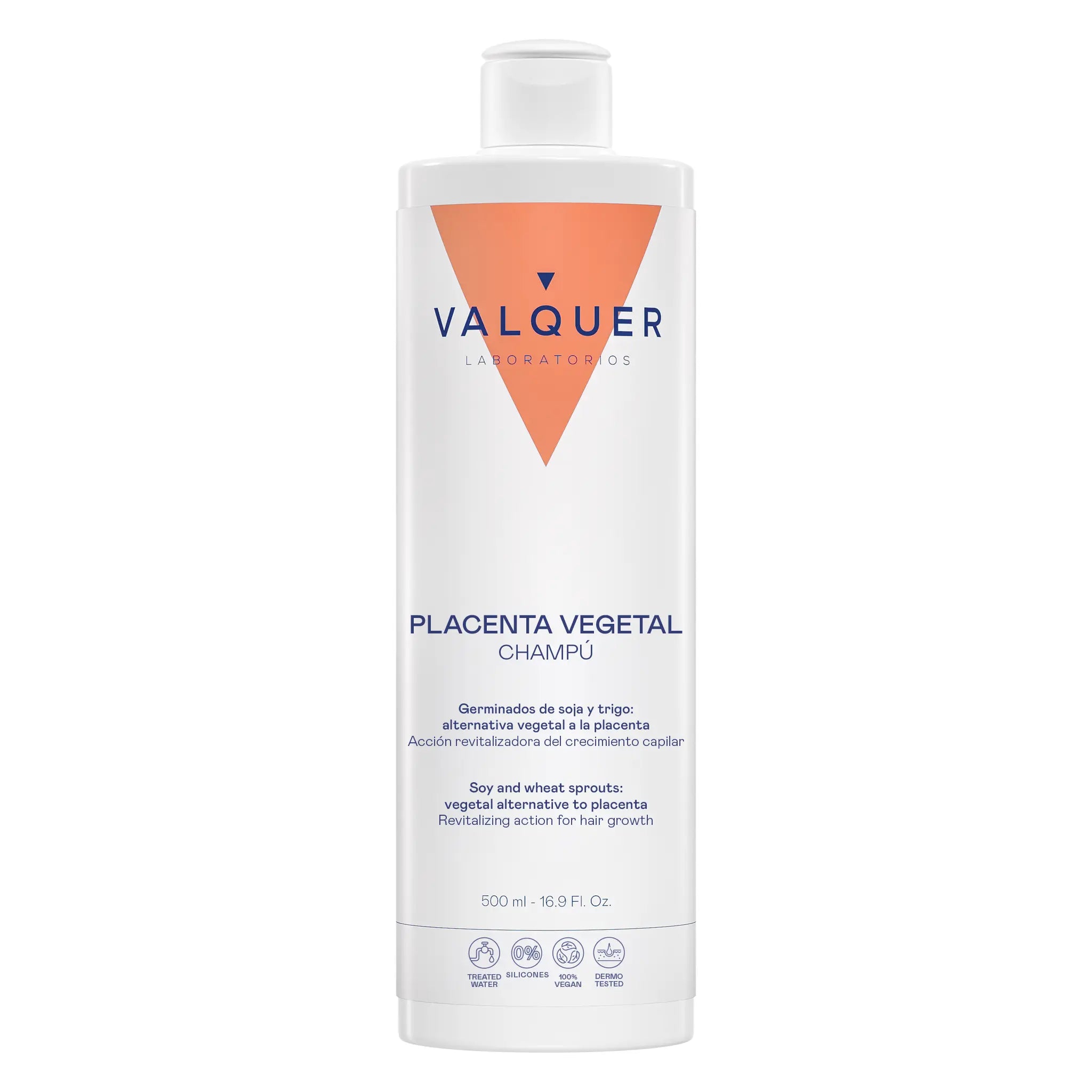 Champú de placenta vegetal Valquer con germinados de soja y trigo en formato de 500 ml