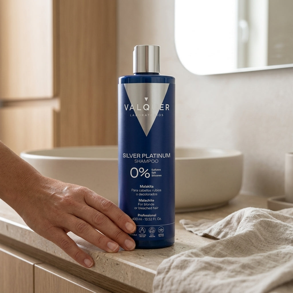 Champú Silver Platinum 0% Sin Sulfatos de Valquer en baño