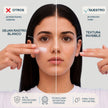 Comparación entre un protector solar con rastro blanco y el Sérum Solar Facial SPF 50+ de Valquer con textura invisible.