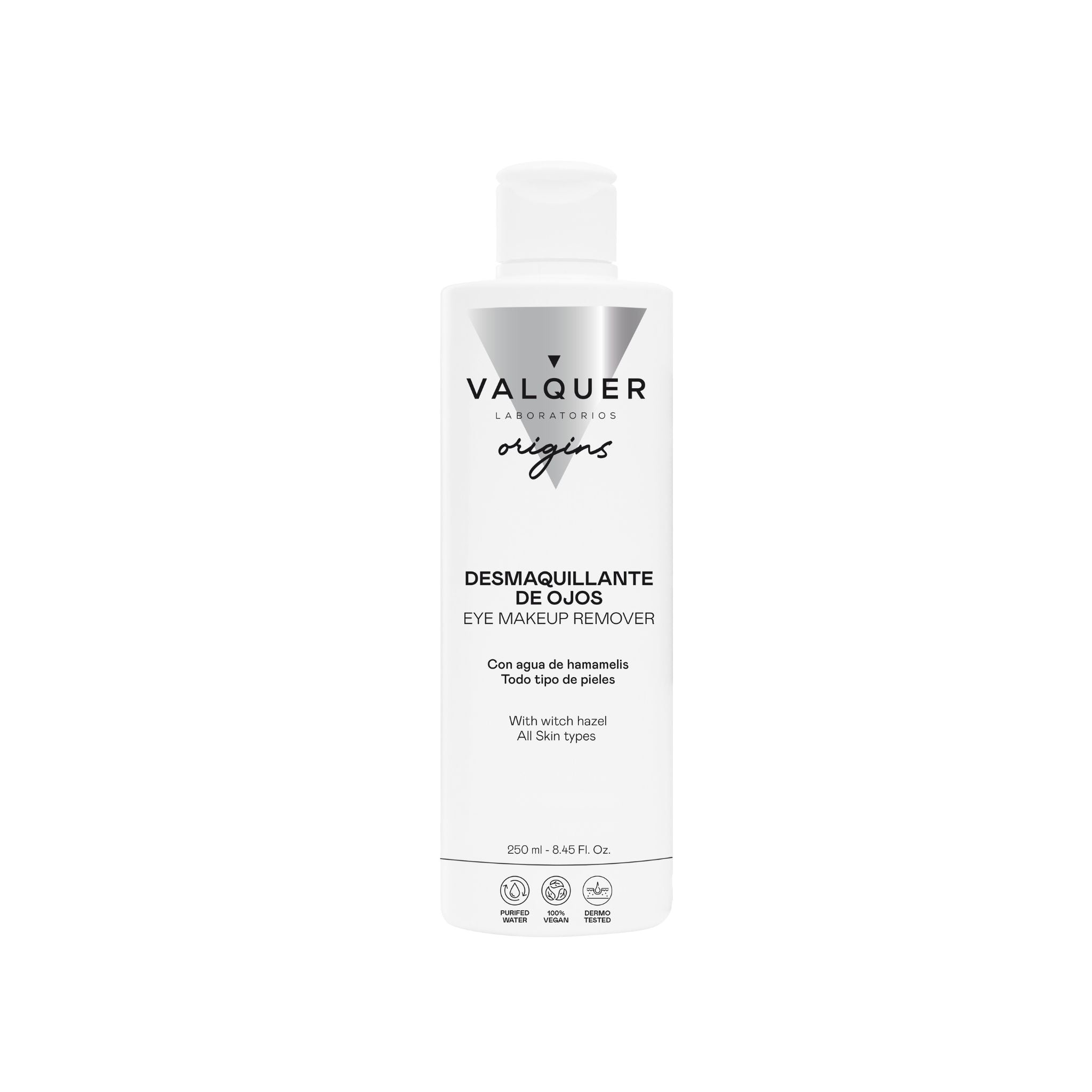 Desmaquillante de Ojos de Valquer Origins con agua de hamamelis para todo tipo de pieles