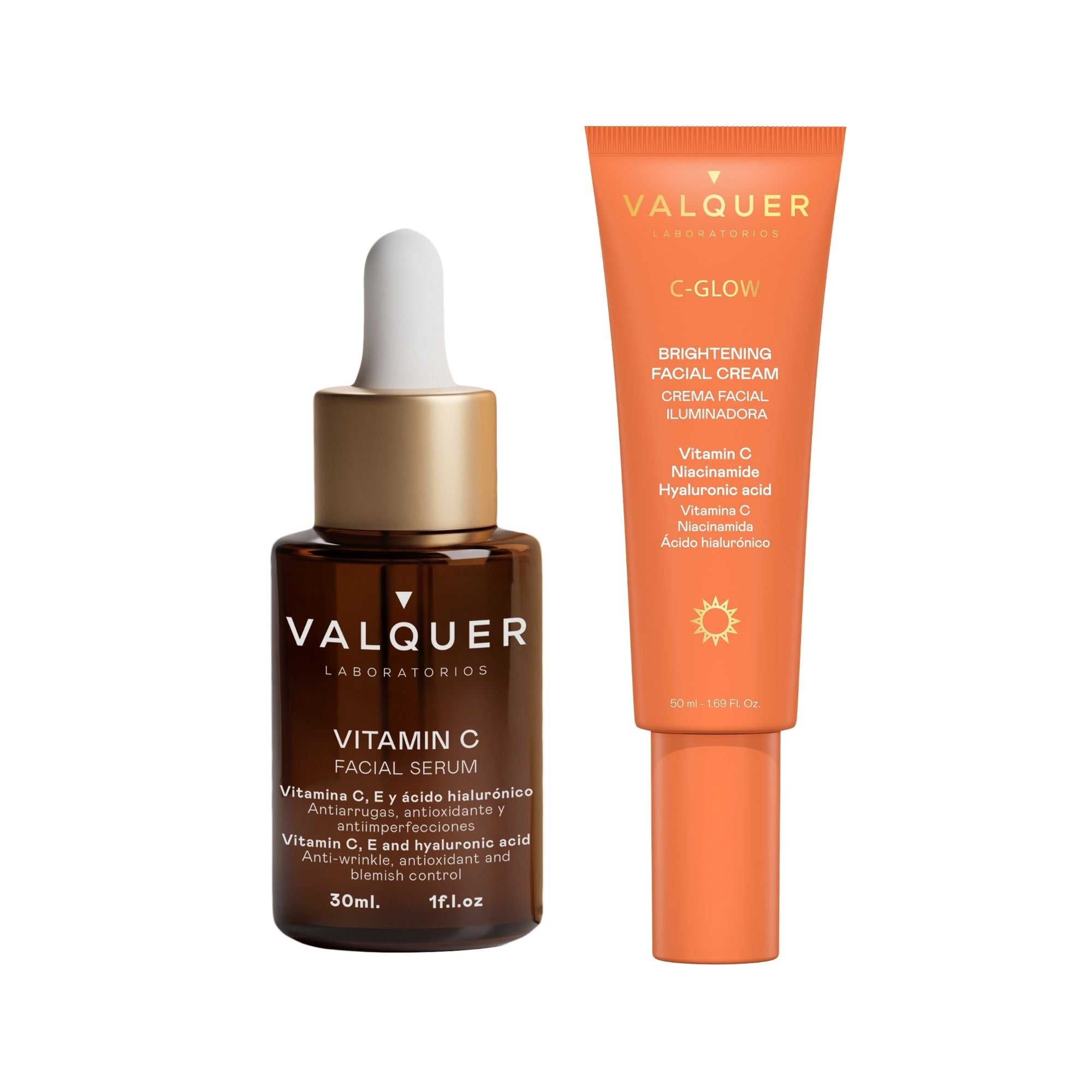 Dúo Glow Intensivo Valquer: sérum vitamina C 30 ml y crema iluminadora C-Glow 50 ml
