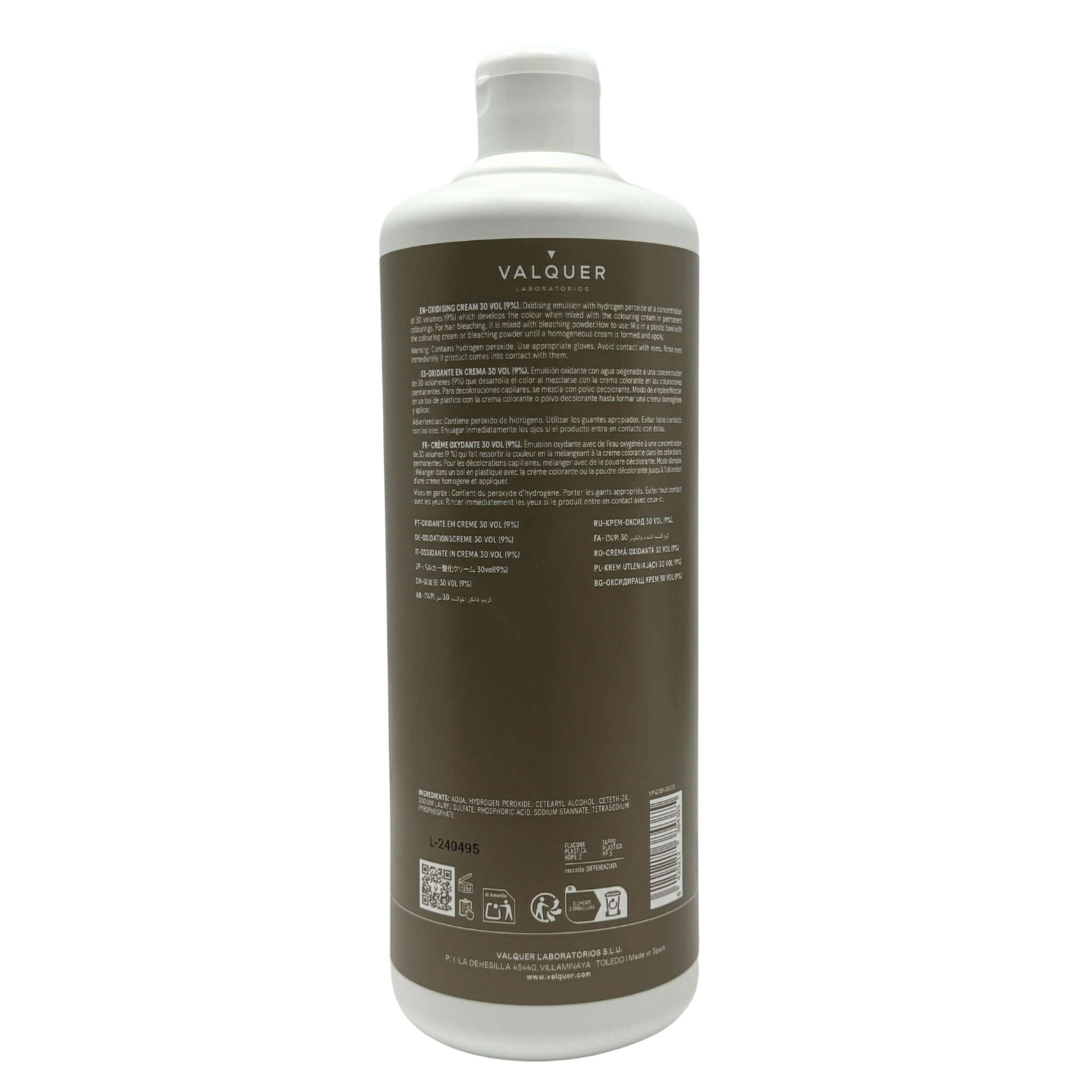 etiqueta Agua Oxigenada 30 vol (9 %)