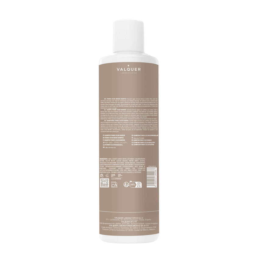 etiqueta champu y mascarilla power color marron