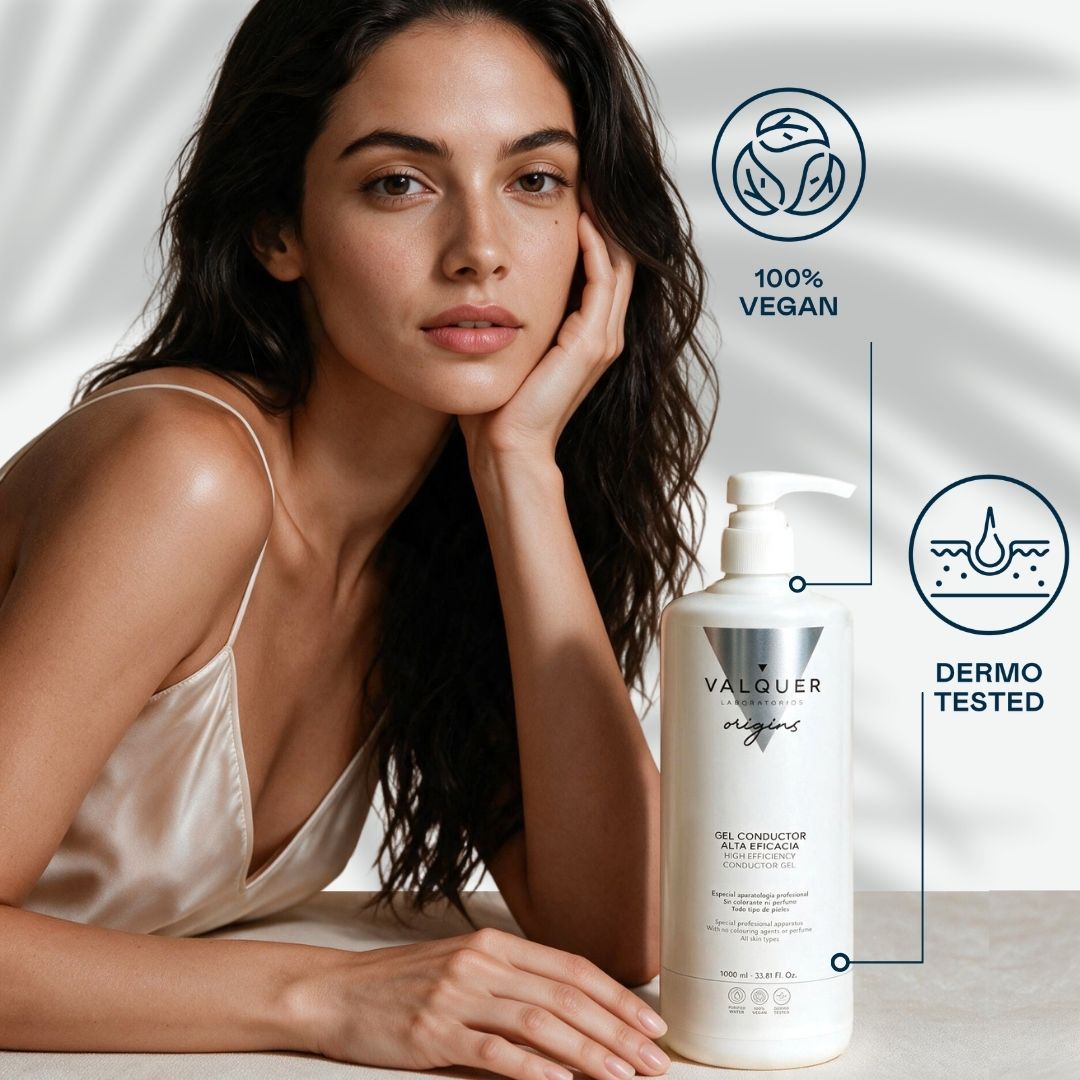 Gel conductor de alta eficacia Valquer Origins, fórmula 100% vegana y dermatológicamente testada, 1000 ml