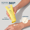 Aplicación de Hydra Sunscreen Valquer SPF 50+ con ácido hialurónico y carnosina, protección 360º sobre la piel