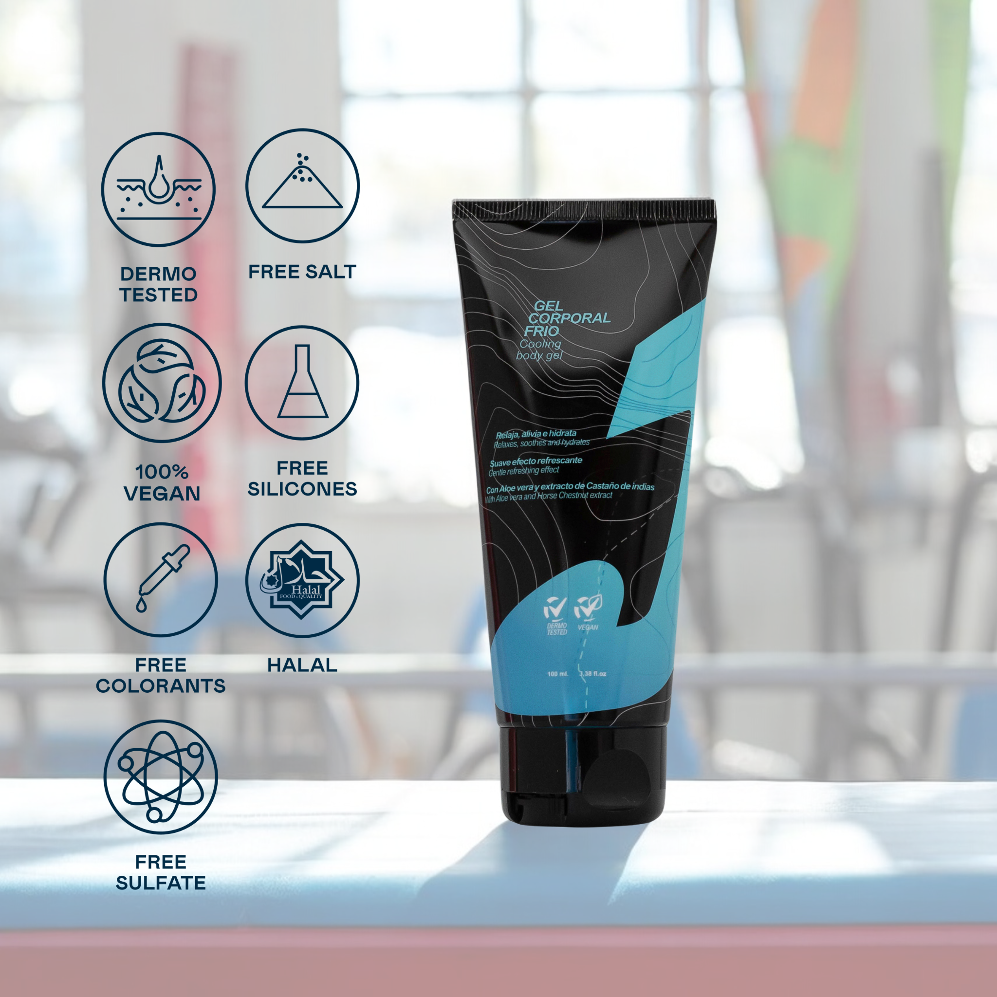 Gel corporel rafraîchissant effet froid pour jambes et pieds fatigués à l'aloe vera et au marron d'Inde – 100 ml