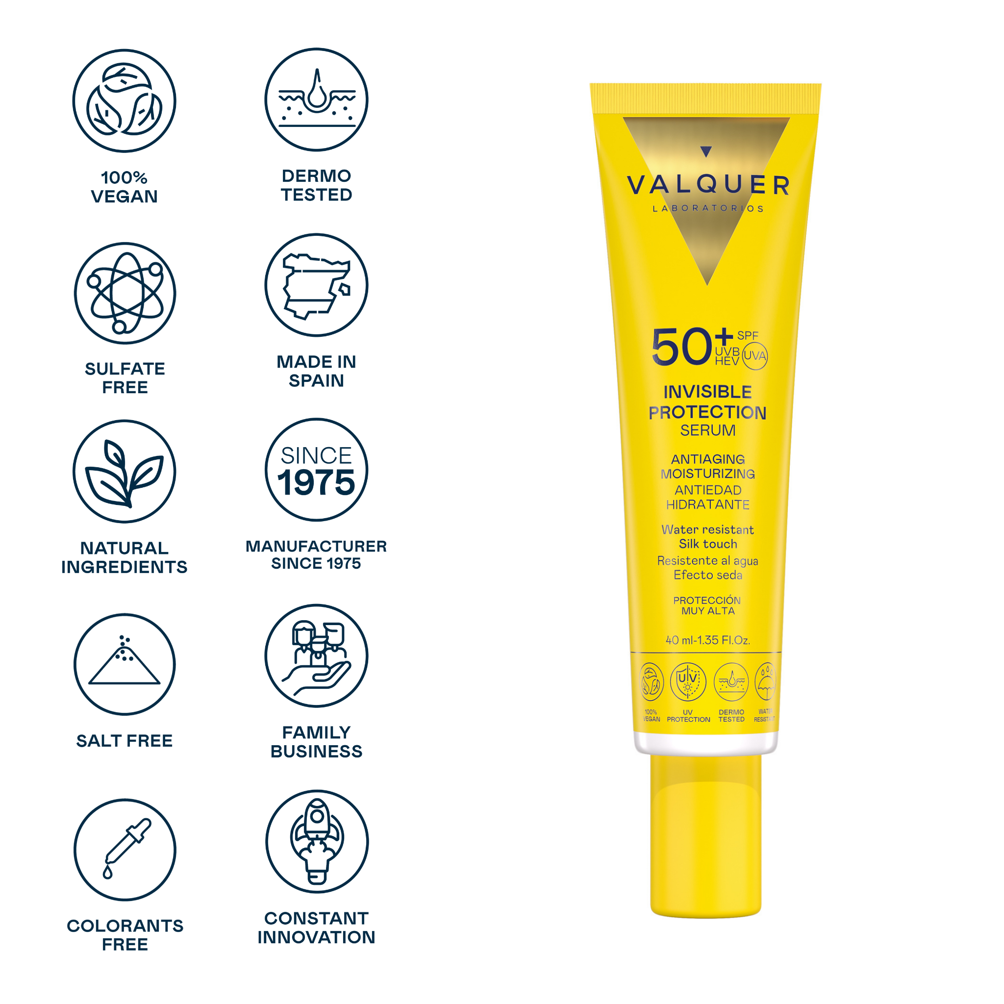 Sérum Facial Invisible Protection SPF 50+ Antiedad e Hidratante - 40 ml