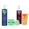 Kit de reparación profunda de Valquer con mascarilla, protector térmico, bálsamo sin aclarado y champú sólido reparador.