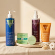 Kit de reparación profunda capilar de Valquer con mascarilla, protector térmico, bálsamo y champú sólido.