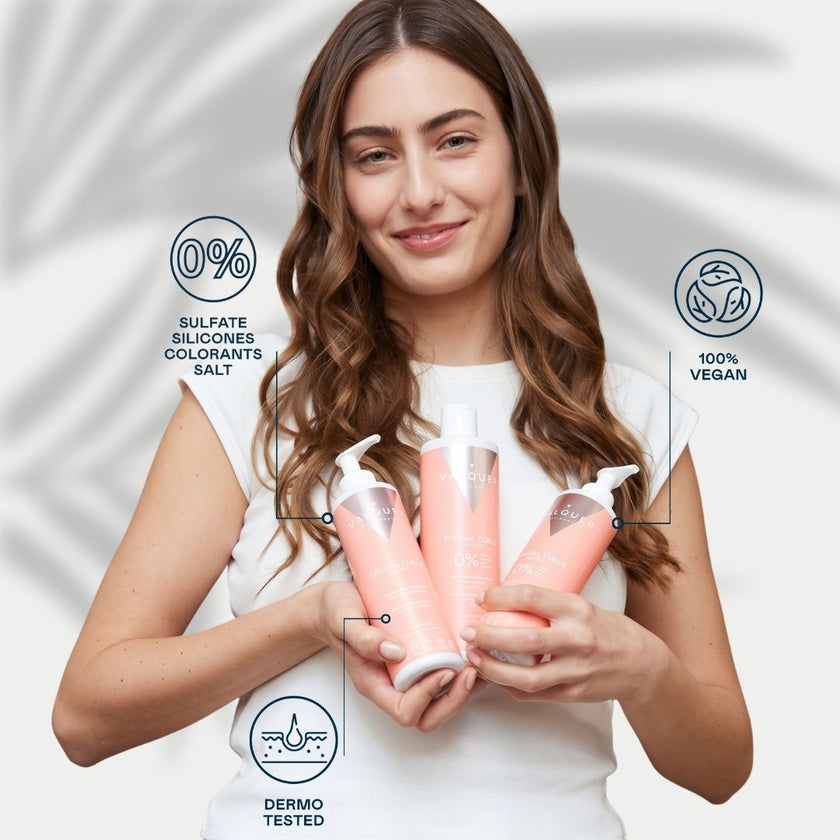 Características del Kit Special Curls Valquer: vegano, dermo testado y sin sulfatos