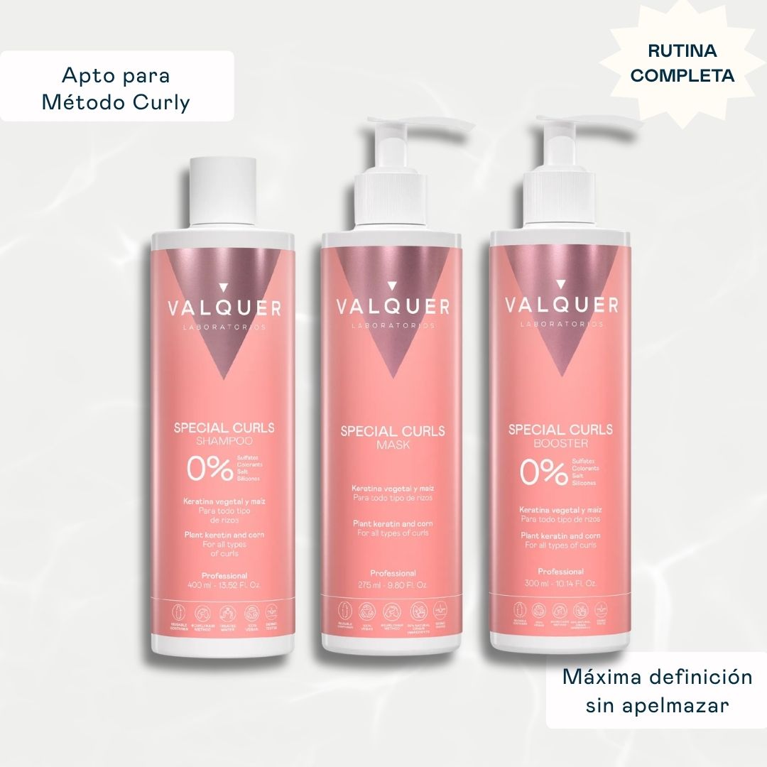 Kit Special Curls Valquer: champú, mascarilla y booster para todo tipo de rizos