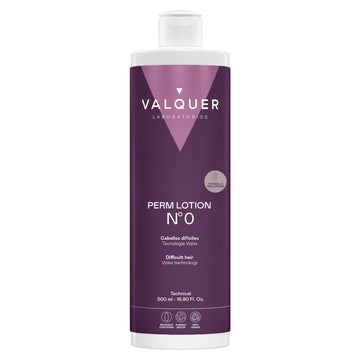 Líquido de permanente Nº0 de Valquer con tecnología Vplex para cabellos difíciles, formato profesional de 500 ml.