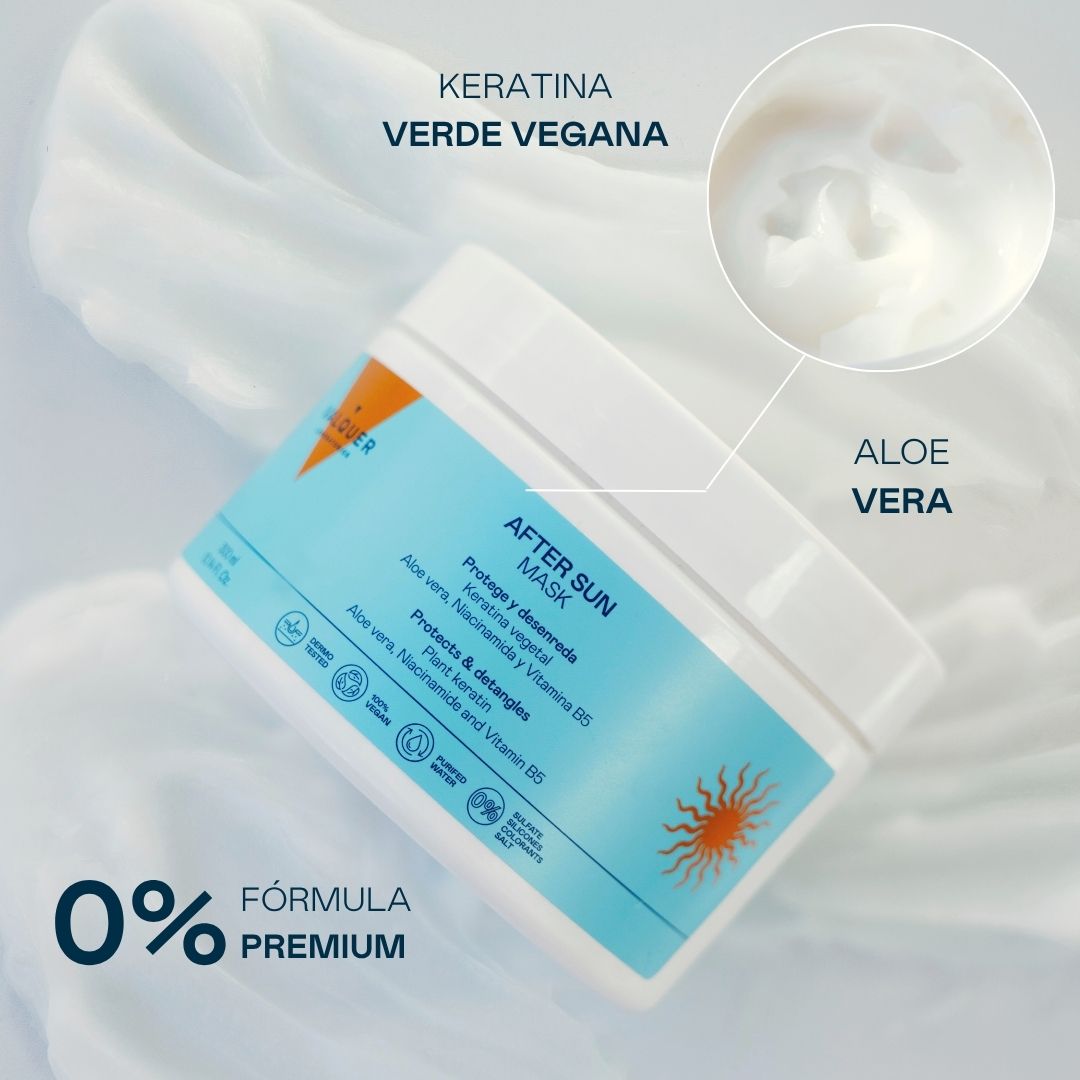 Mascarilla capilar After Sun con queratina vegetal y aloe vera para proteger y desenredar el cabello