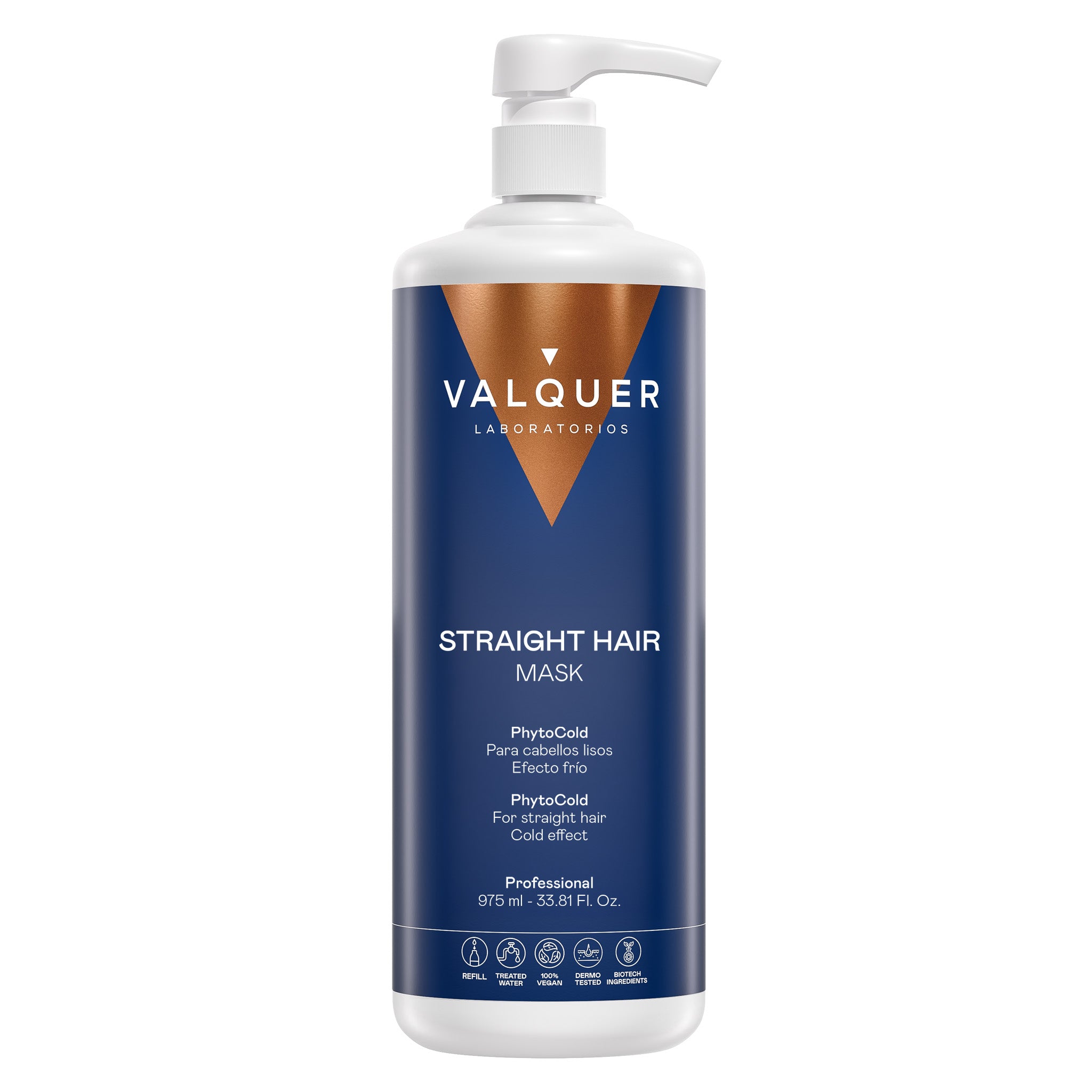 Mascarilla Straight Hair de Valquer con PhytoCold para el cuidado del cabello liso y efecto frío, 975 ml.