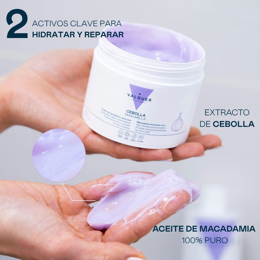 Textura de la Mascarilla de Cebolla Valquer con extracto de cebolla y aceite de macadamia 100% puro