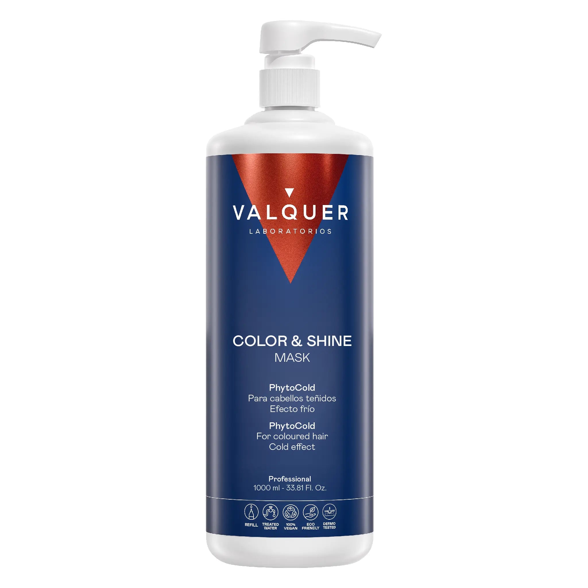 Mascarilla Color & Shine Valquer con efecto frío para cabello teñido en formato profesional de 1000 ml