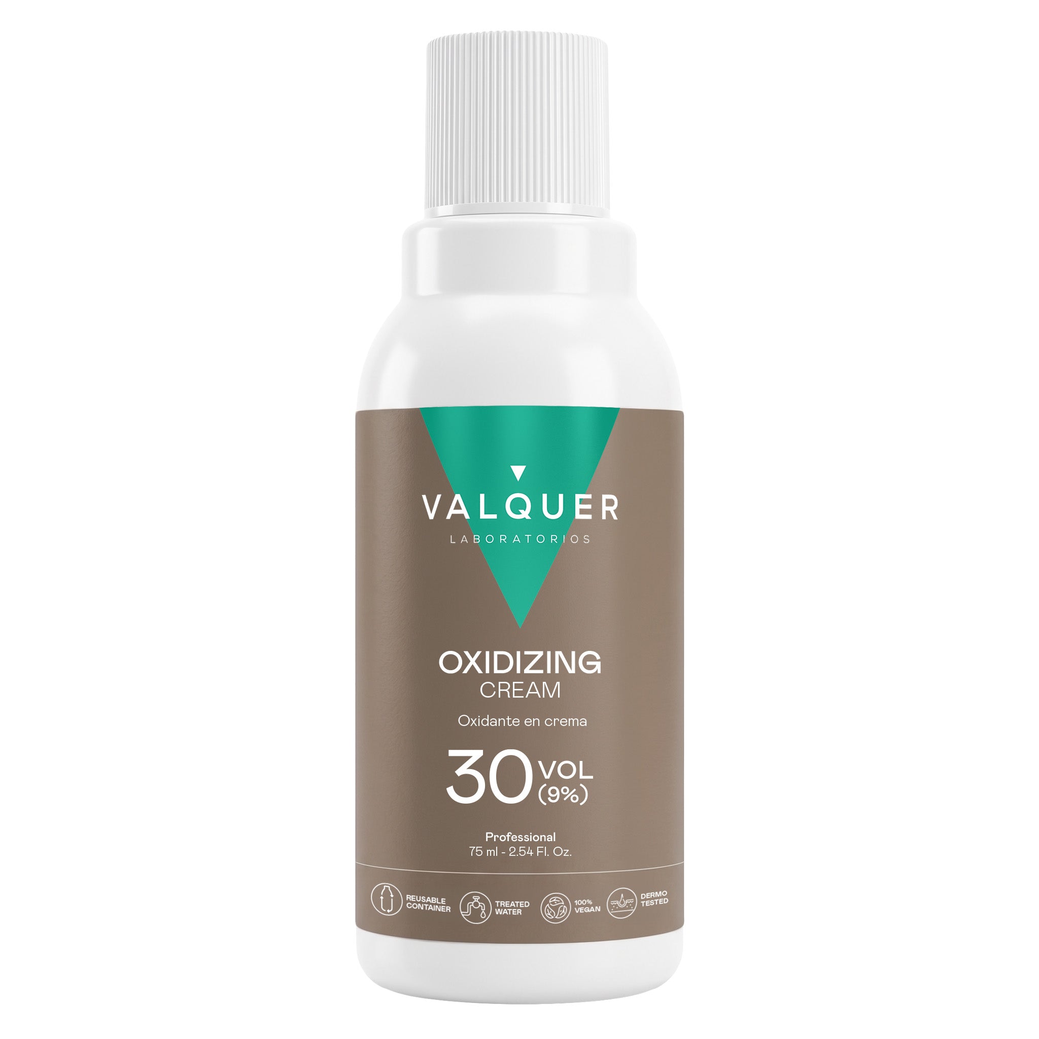 Oxidante en crema profesional Valquer de 30 volúmenes al 9% para coloración capilar, 75 ml.