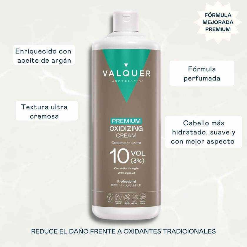 Oxidante en crema Premium Valquer 10 vol 3% con aceite de argán, fórmula perfumada ultra cremosa