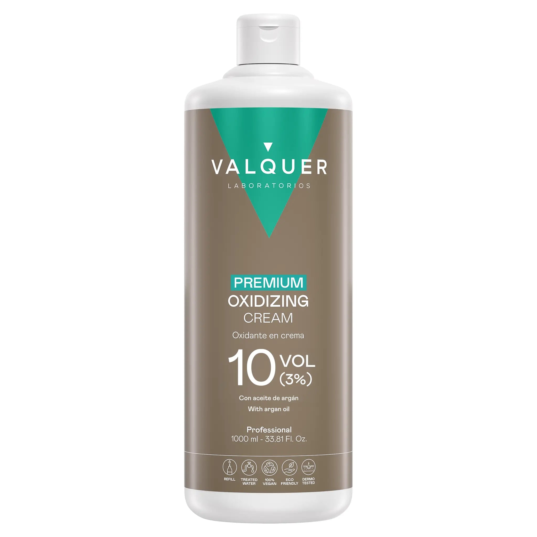 Oxidante Premium Valquer 10 volúmenes 3% con aceite de argán en formato profesional de 1000 ml