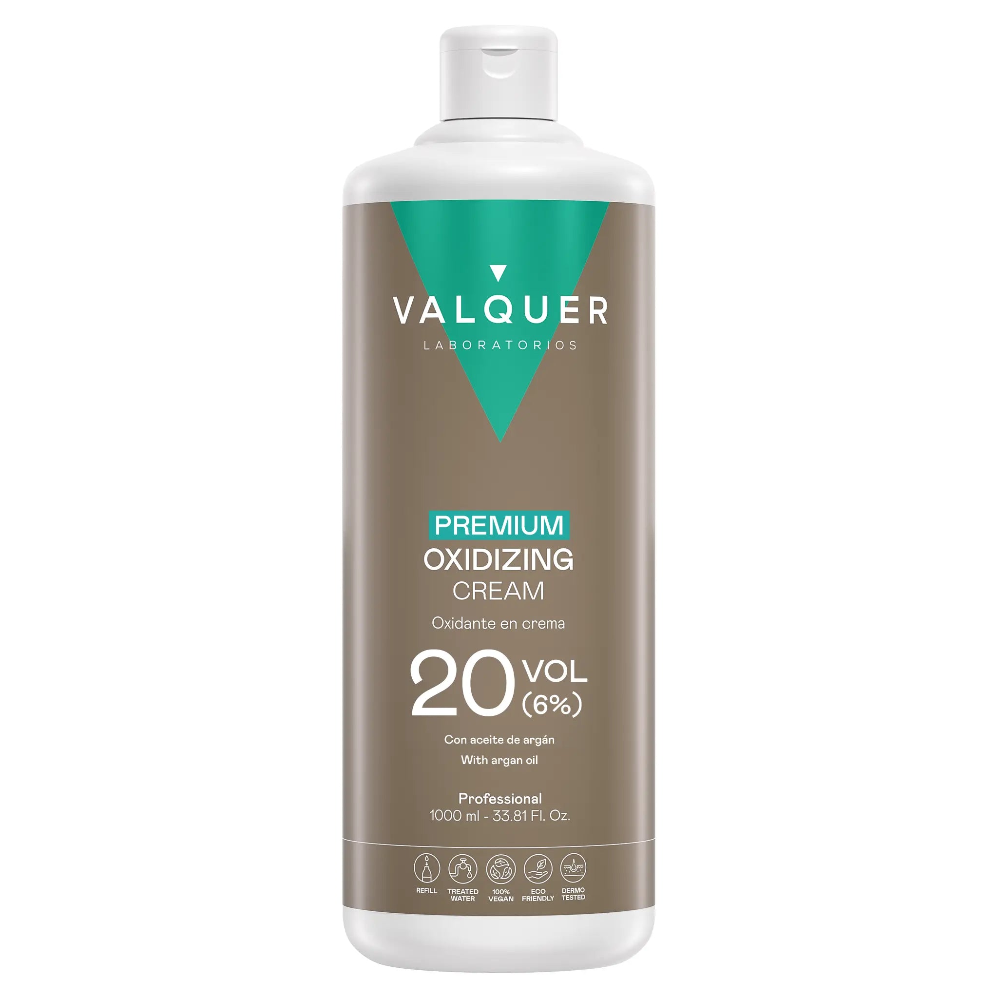 Oxidante Premium Valquer 20 volúmenes 6% con aceite de argán en formato profesional de 1000 ml