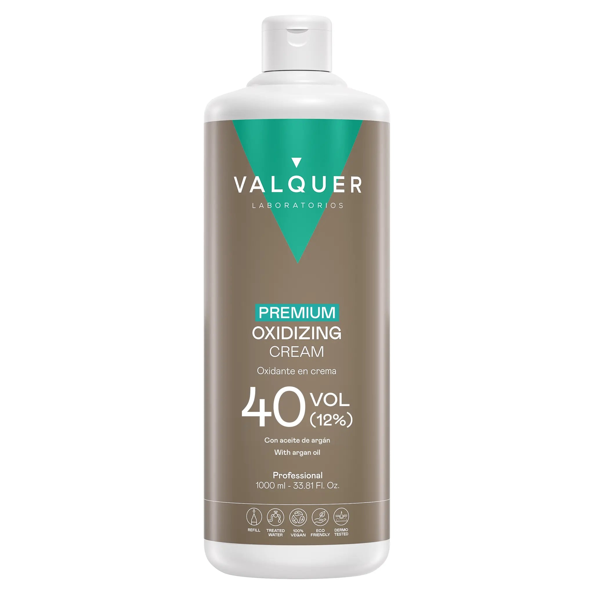 Oxidante Premium Valquer 40 volúmenes 12% con aceite de argán en formato profesional de 1000 ml