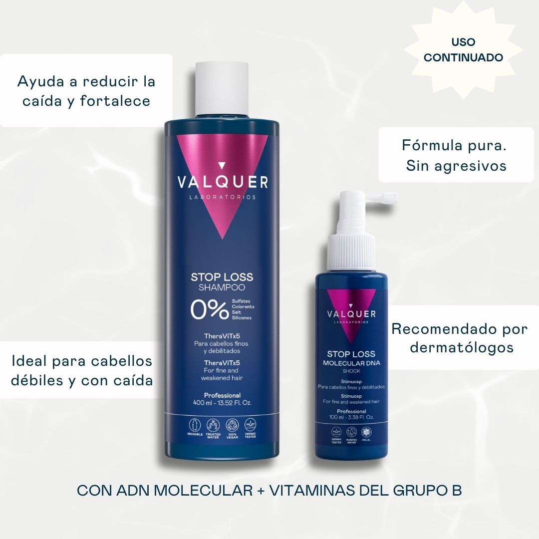 Beneficios del Pack Anticaída Stop Loss Valquer: reduce la caída y fortalece el cabello