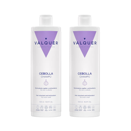 Pack de dos Champús de Cebolla Valquer de 500 ml con acción revitalizante, antioxidante y purificante.