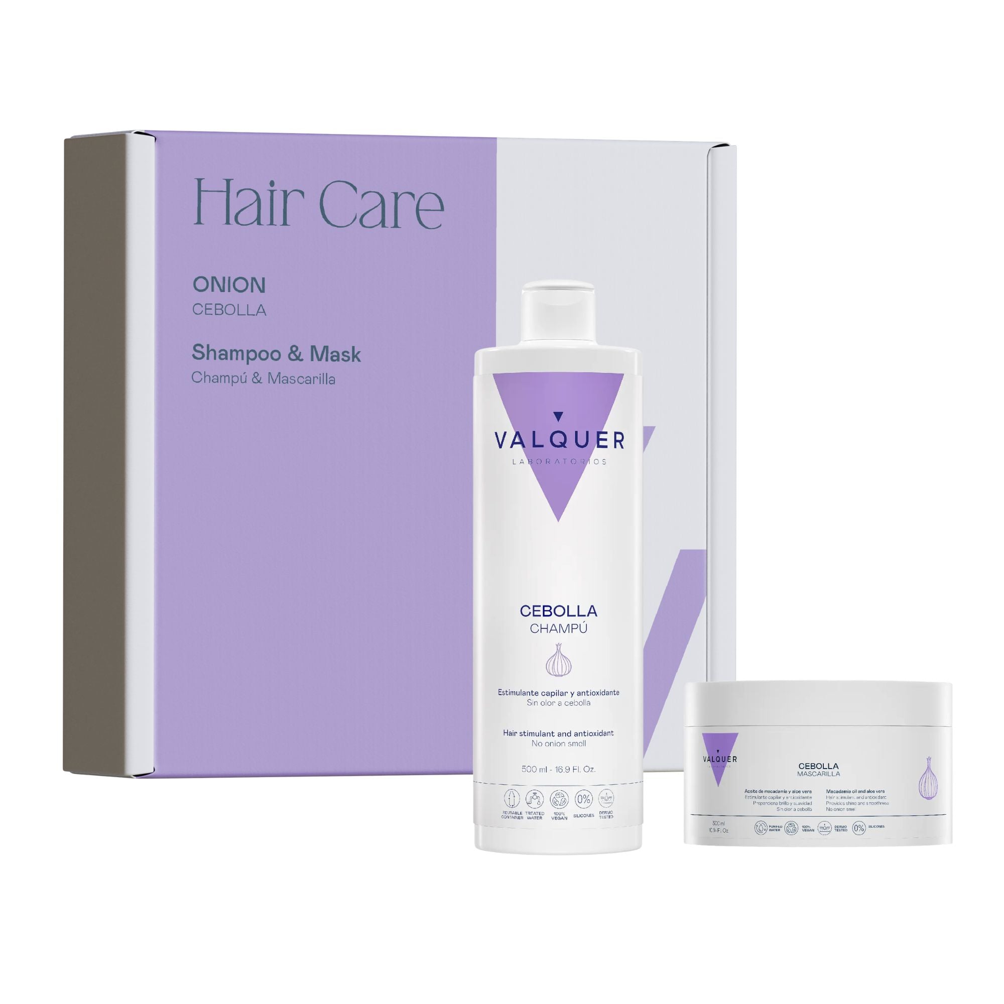 Pack Champú y Mascarilla de Cebolla Valquer para el cabello 800 ml