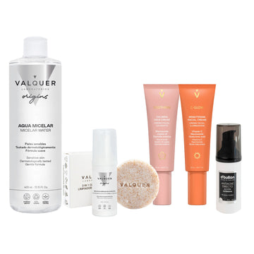 Pack completo Valquer para piel con tendencia acneica con agua micelar, limpiador, sérums y cremas