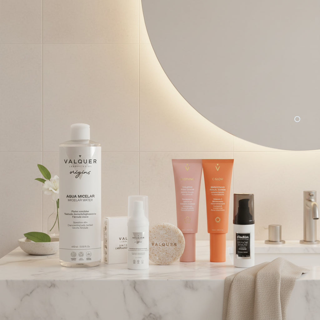 Pack de cuidado facial Valquer para piel con tendencia acneica con limpiadores, sérums y cremas