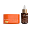 Pack de parches para ojos y sérum facial de vitamina C Valquer sobre fondo blanco.