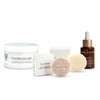Pack de rutina facial Valquer con crema de colágeno vegetal, sérum de vitamina C y limpiadores faciales sólidos.