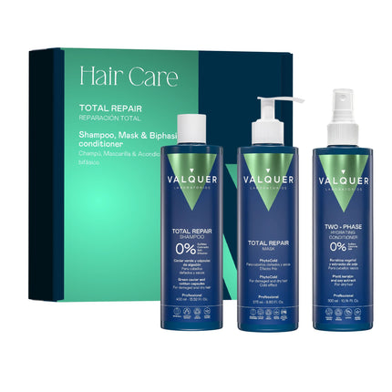 Pack Total Repair Valquer para cabellos dañados con champú, mascarilla y acondicionador bifásico 975 ml