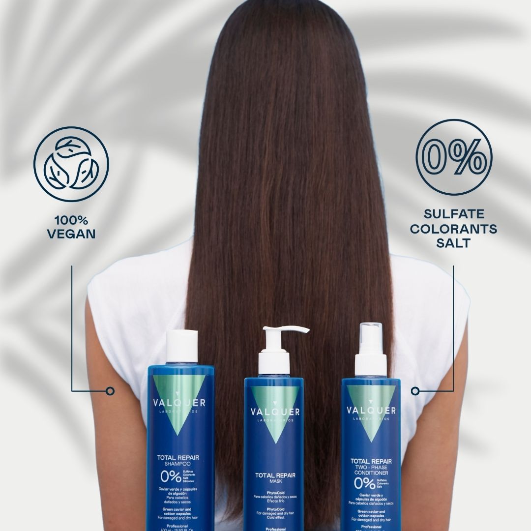 Características del Pack Total Repair Valquer: fórmula vegana y sin sulfatos