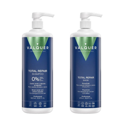 Pack Total Repair Valquer champú 1000ml y mascarilla 975ml, formato profesional