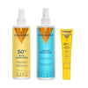 Pack Trío Solar Completo de Valquer con Body Sunscreen SPF 50, Hair Sun Protector y Sérum Solar Facial Invisible SPF 50+.