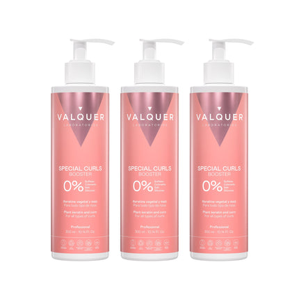Pack de tres geles Special Curls Booster de Valquer para todo tipo de rizos, 300 ml cada unidad.