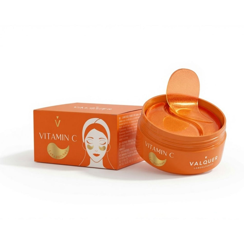 Parches de hidrogel para ojos con vitamina C de Valquer junto a su envase