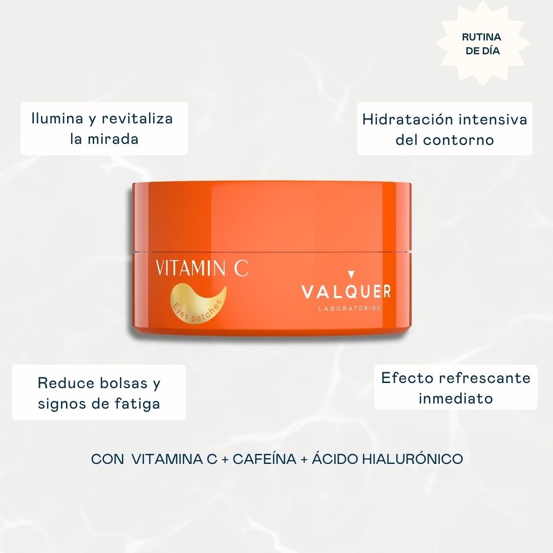 Parches para ojos con vitamina C, cafeína y ácido hialurónico para hidratar e iluminar el contorno