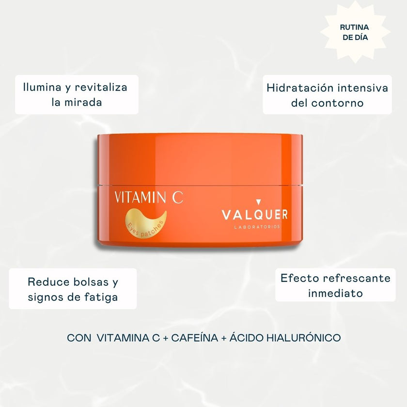 Parches para ojos con vitamina C, cafeína y ácido hialurónico para hidratar e iluminar el contorno
