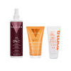 Productos del Pack Gym & Go de Valquer: sérum solar facial invisible SPF 50+, agua de peinado y bálsamo acondicionador sin aclarado reparador