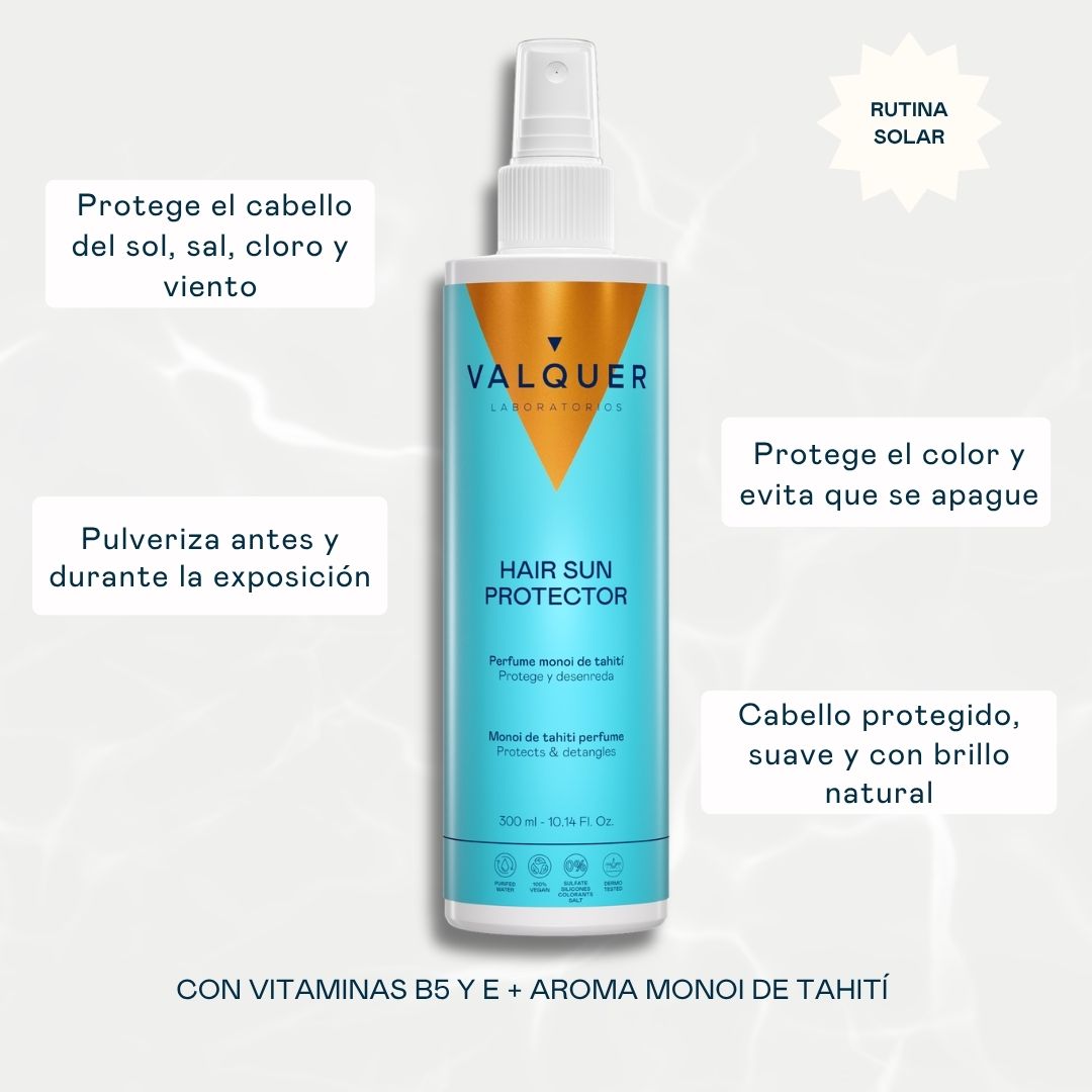 Protector solar capilar Valquer para proteger el cabello del sol, sal, cloro y viento