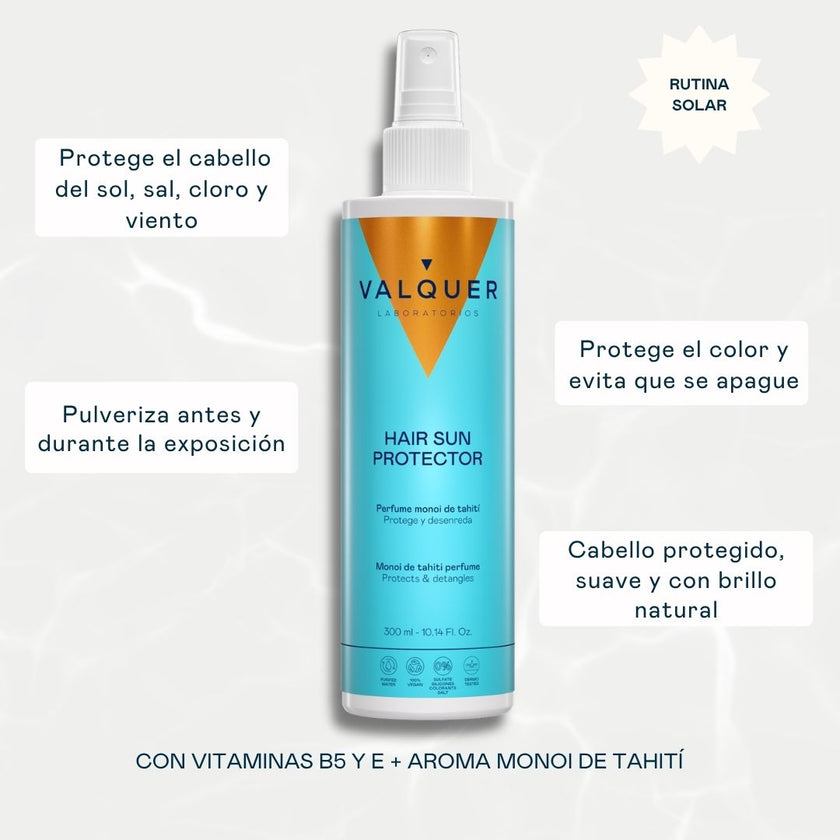 Protector solar capilar Valquer para proteger el cabello del sol, sal, cloro y viento