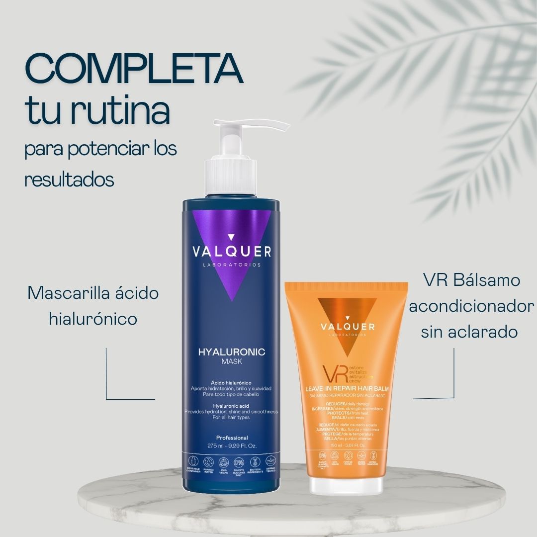 Rutina Hyaluronic Valquer con mascarilla de ácido hialurónico y bálsamo reparador VR sin aclarado para potenciar los resultados